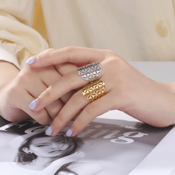 bague fleur de vie Vintage réglable en acier… – Ailes d’Ange – Image 28