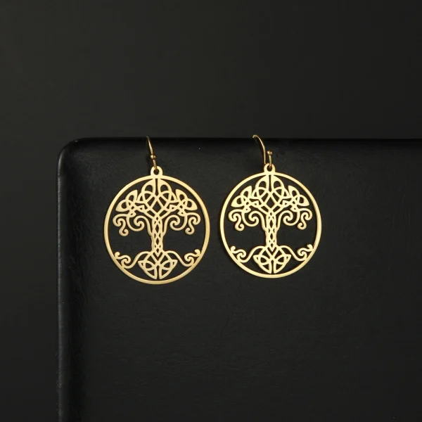 boucles d'oreilles Vintage couleur or, arbre de vie,… – Ailes… – Image 26