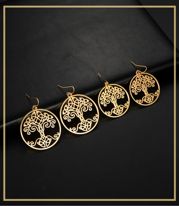 boucles d'oreilles Vintage couleur or, arbre de vie,… – Ailes… – Image 15