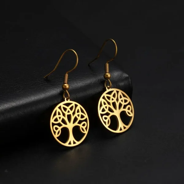 boucles d'oreilles Vintage en acier inoxydable, arbre… – Lueur… – Image 4