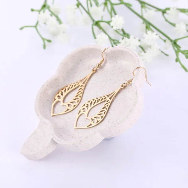 Boucles d'Oreilles Pendantes en Forme de Cœur pour… – Ailes… – Image 4