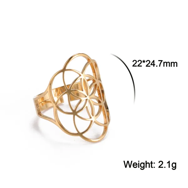 bague fleur de vie Vintage réglable en acier… – Ailes d’Ange – Image 19