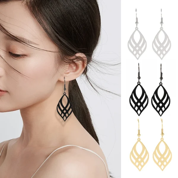 acier inoxydable géométrie symétrique boucles d'oreilles… –… – Image 17