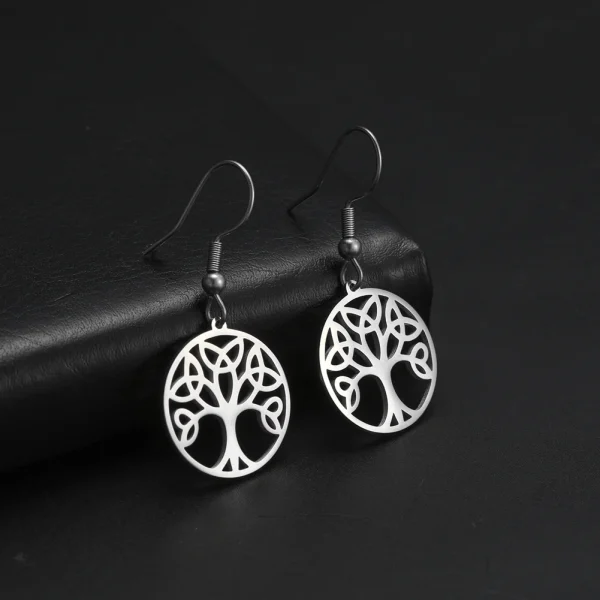 boucles d'oreilles Vintage en acier inoxydable, arbre… – Lueur… – Image 13