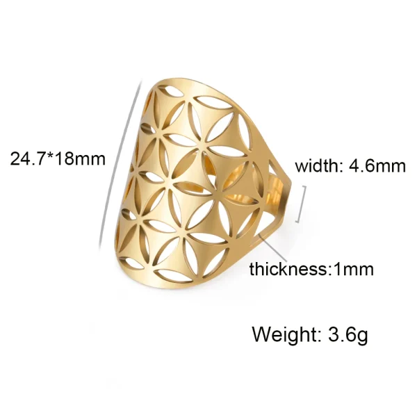 bague fleur de vie Vintage réglable en acier… – Ailes d’Ange – Image 24