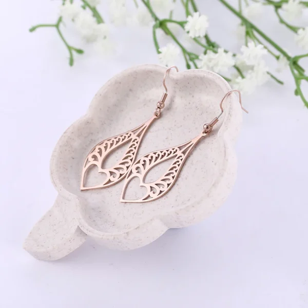 Boucles d'Oreilles Pendantes en Forme de Cœur pour… – Ailes… – Image 20