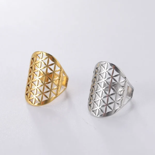 bague fleur de vie Vintage réglable en acier… – Ailes d’Ange – Image 36
