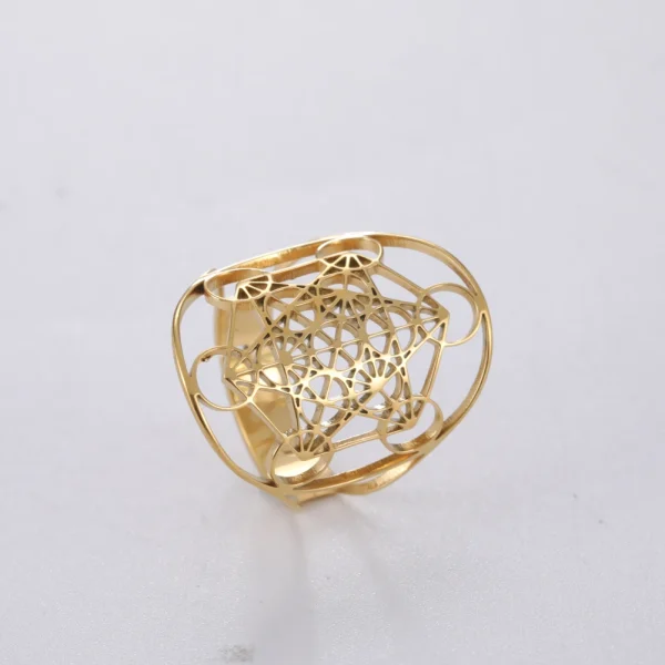 ange sceau archange Metatron Cube anneau femmes acier… – Rune… – Image 16