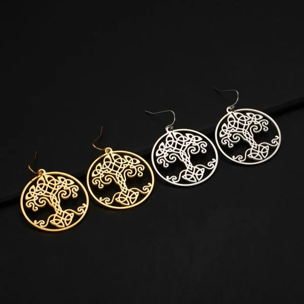 boucles d'oreilles Vintage couleur or, arbre de vie,… – Ailes… – Image 2