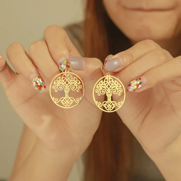 boucles d'oreilles Vintage couleur or, arbre de vie,… – Ailes… – Image 19