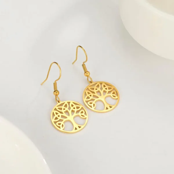 boucles d'oreilles Vintage en acier inoxydable, arbre… – Lueur… – Image 5