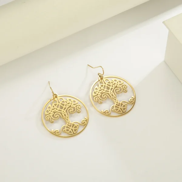 boucles d'oreilles Vintage couleur or, arbre de vie,… – Ailes… – Image 21