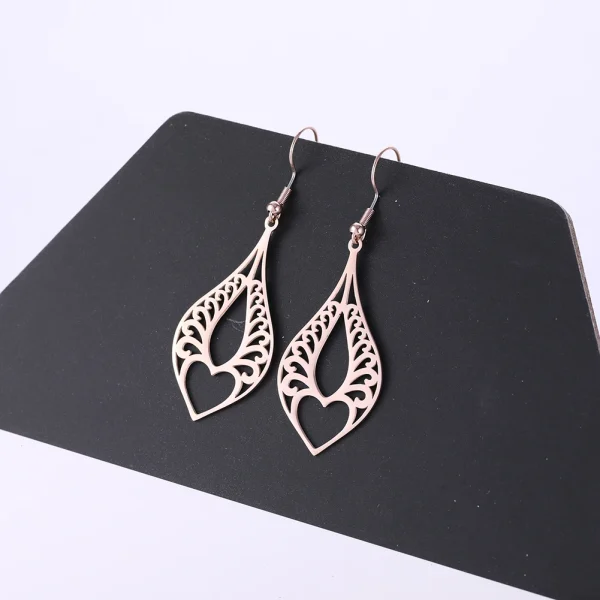 Boucles d'Oreilles Pendantes en Forme de Cœur pour… – Ailes… – Image 6