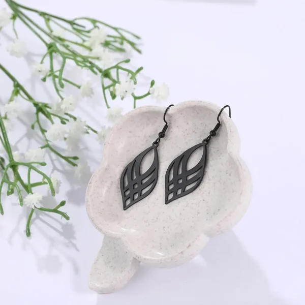 acier inoxydable géométrie symétrique boucles d'oreilles… –… – Image 4