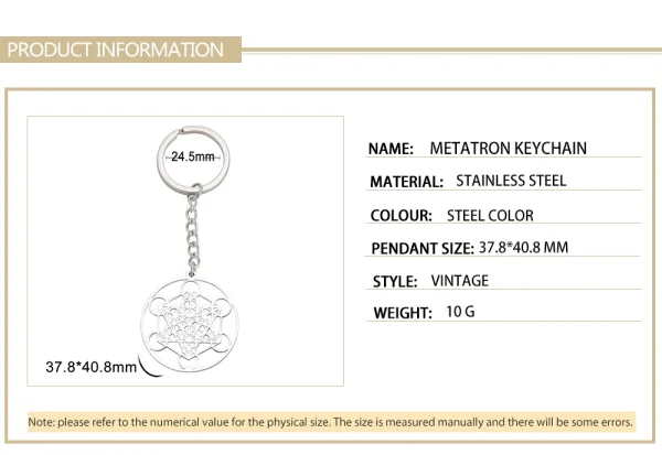 archange Metatron Cube porte-clés en acier inoxydable… – Ailes… – Image 13