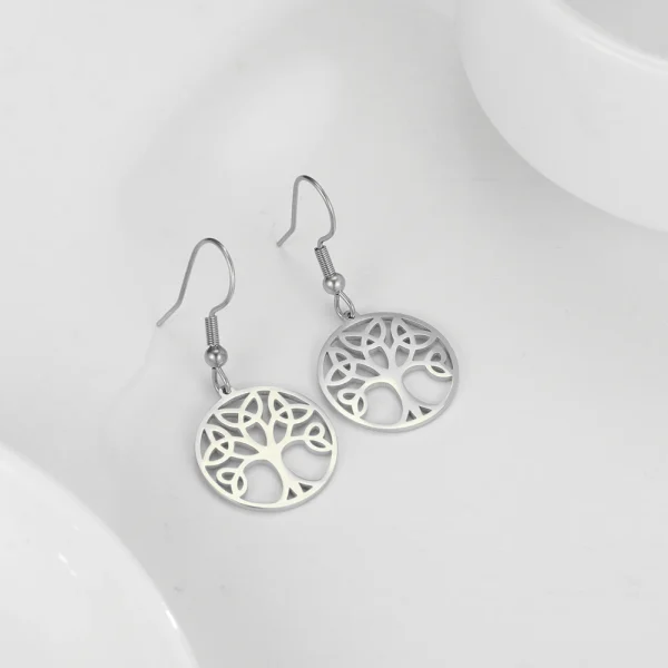 boucles d'oreilles Vintage en acier inoxydable, arbre… – Lueur… – Image 17