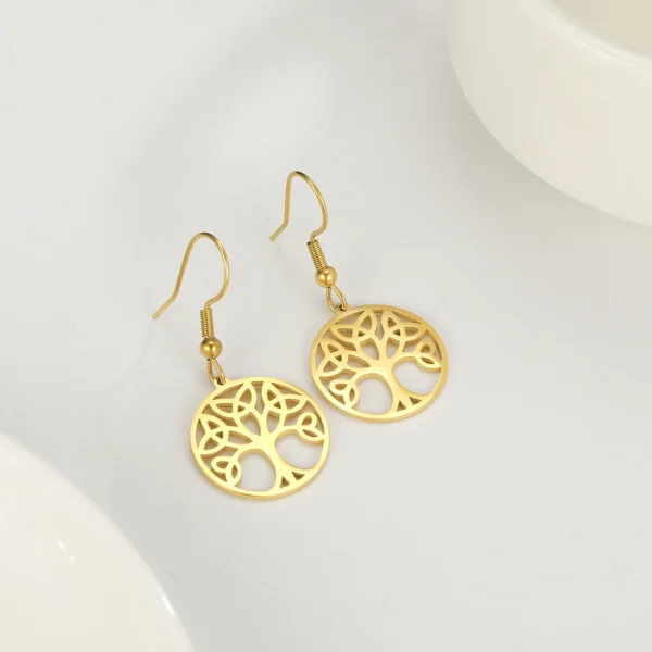 boucles d'oreilles Vintage en acier inoxydable, arbre… – Lueur… – Image 18