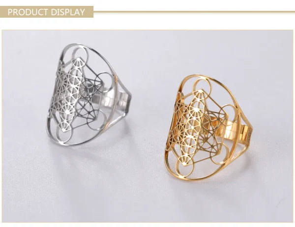 ange sceau archange Metatron Cube anneau femmes acier… – Rune… – Image 15