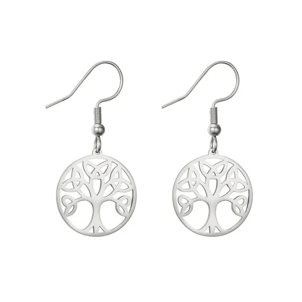 boucles d'oreilles Vintage en acier inoxydable, arbre… – Lueur… – Image 8