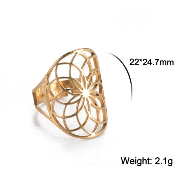 bague fleur de vie Vintage réglable en acier… – Ailes d’Ange – Image 11