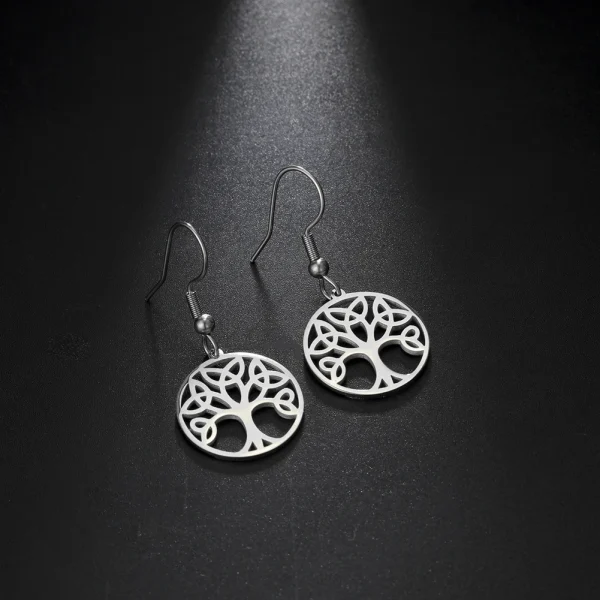 boucles d'oreilles Vintage en acier inoxydable, arbre… – Lueur… – Image 15