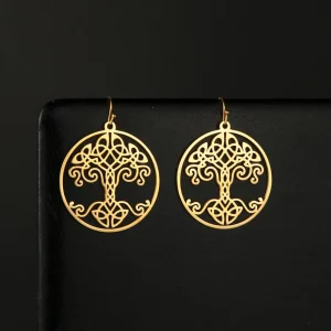 boucles d'oreilles Vintage couleur or, arbre de vie,… – Ailes…
