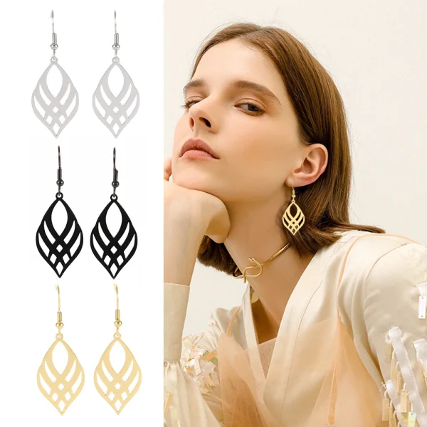 acier inoxydable géométrie symétrique boucles d'oreilles… –… – Image 2