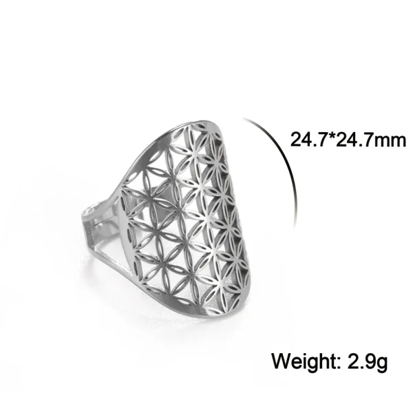 bague fleur de vie Vintage réglable en acier… – Ailes d’Ange – Image 7