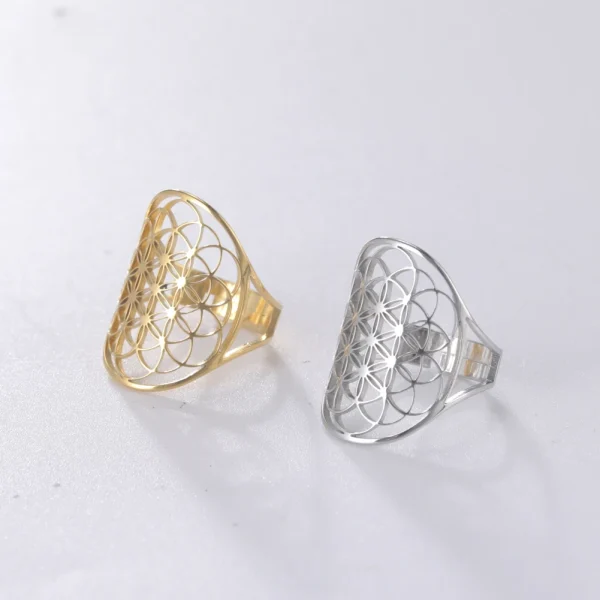bague fleur de vie Vintage réglable en acier… – Ailes d’Ange – Image 34