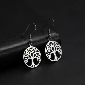 boucles d'oreilles Vintage en acier inoxydable, arbre… – Lueur…