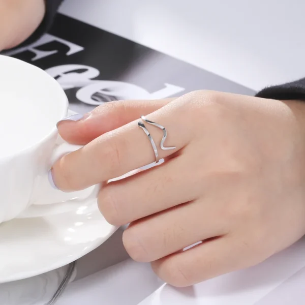 New Minimalist Wave Ring for Women Girls Simple… – Lueur… – Image 16