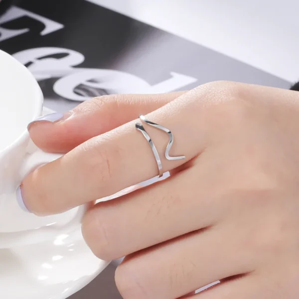 New Minimalist Wave Ring for Women Girls Simple… – Lueur… – Image 4