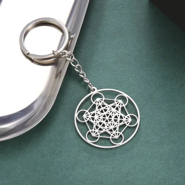 archange Metatron Cube porte-clés en acier inoxydable… – Ailes… – Image 5