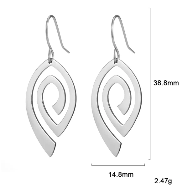 Boucles d'oreilles pendantes en spirale en acier… – Lueur… – Image 9