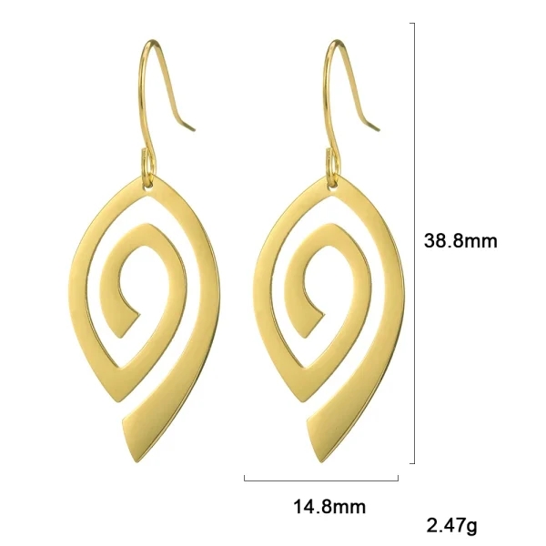 Boucles d'oreilles pendantes en spirale en acier… – Lueur… – Image 6