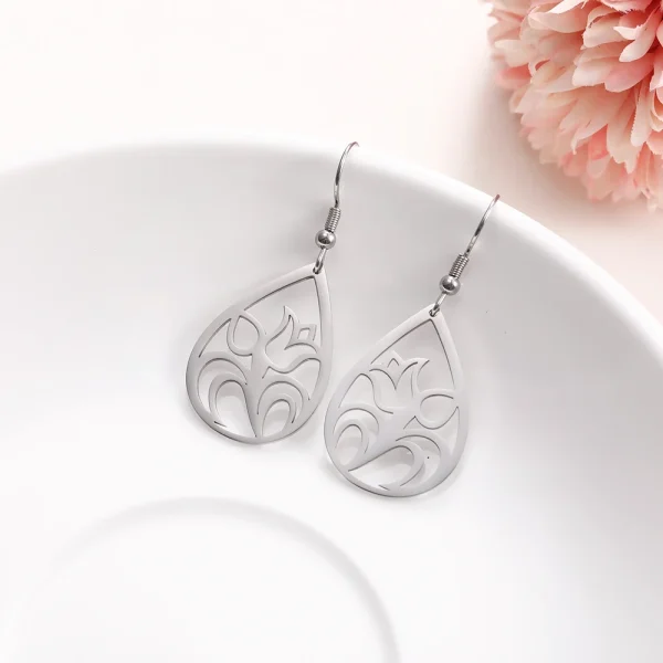 Vintage Hollow Women‘s Flower Earrings Jewelry Stainless… –… – Image 7