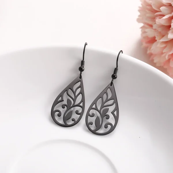 Vintage Hollow Women‘s Flower Earrings Jewelry Stainless… –… – Image 17