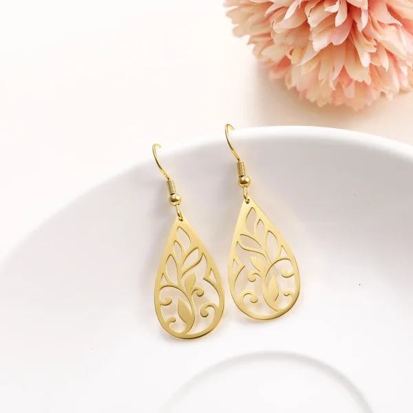 Vintage Hollow Women‘s Flower Earrings Jewelry Stainless… –… – Image 14