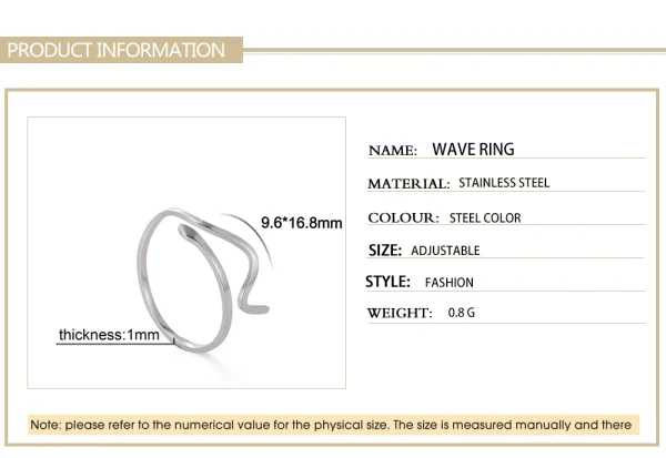 New Minimalist Wave Ring for Women Girls Simple… – Lueur… – Image 14