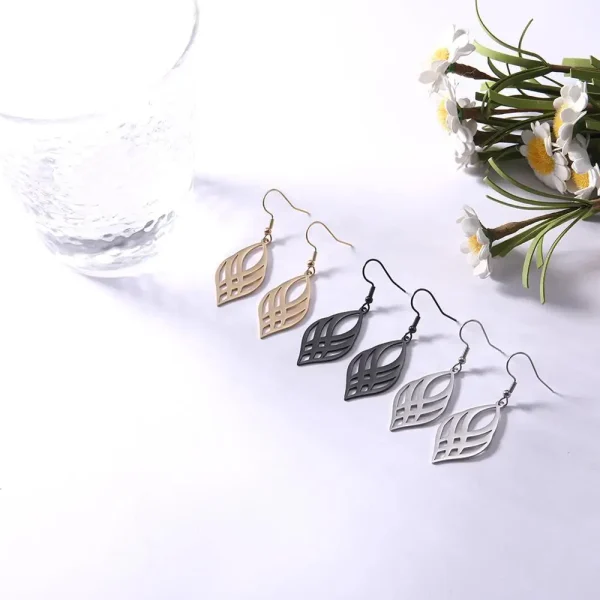 acier inoxydable géométrie symétrique boucles d'oreilles… –… – Image 3