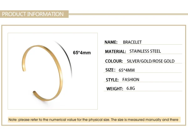 316L Stainless Steel Adjustable Cuff Bracelets for Women… –… – Image 11