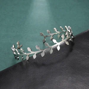 Bracelet manchette feuilles bohème pour femme, acier… – Ailes…