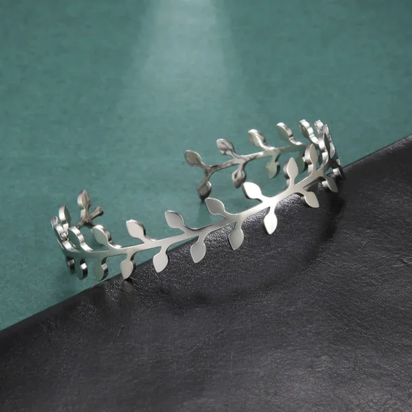 Bracelet manchette feuilles bohème pour femme, acier… – Ailes…