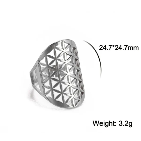 bague fleur de vie Vintage réglable en acier… – Ailes d’Ange – Image 14