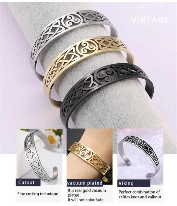 Bracelets en acier inoxydable Valknut Triskelion… – Rune de… – Image 22
