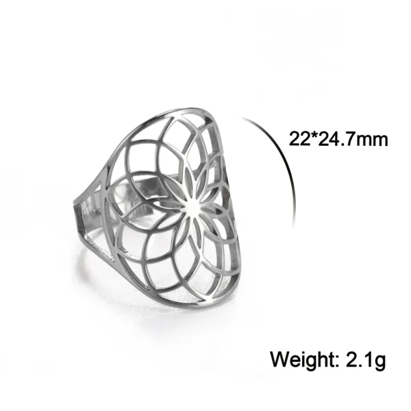 bague fleur de vie Vintage réglable en acier… – Ailes d’Ange – Image 9