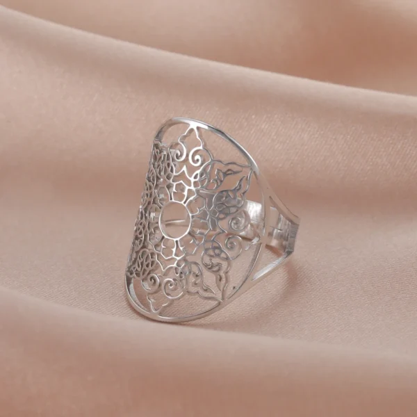 bague ajustable en filigrane géométrique pour femmes,… – Rune… – Image 3