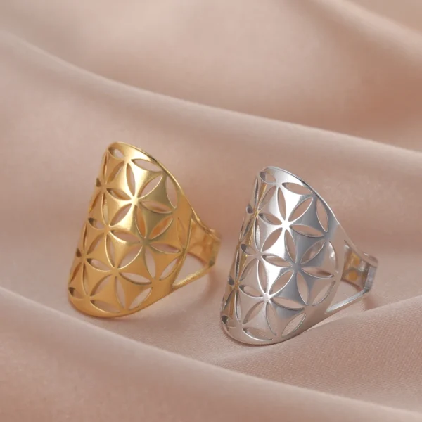 bague fleur de vie Vintage réglable en acier… – Ailes d’Ange – Image 37