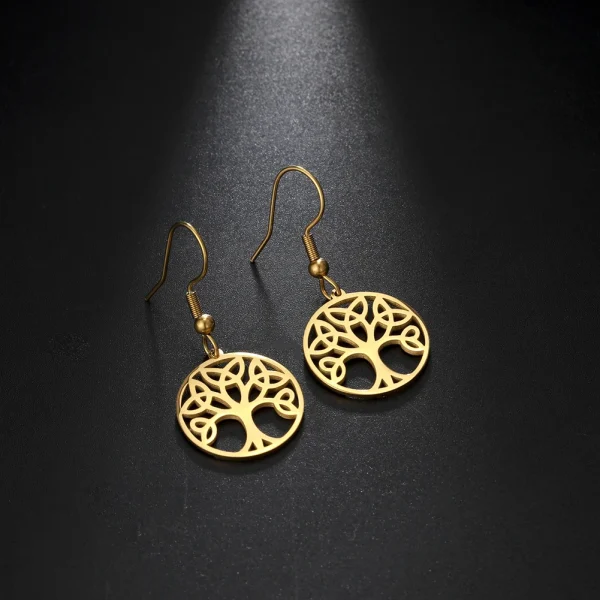 boucles d'oreilles Vintage en acier inoxydable, arbre… – Lueur… – Image 16