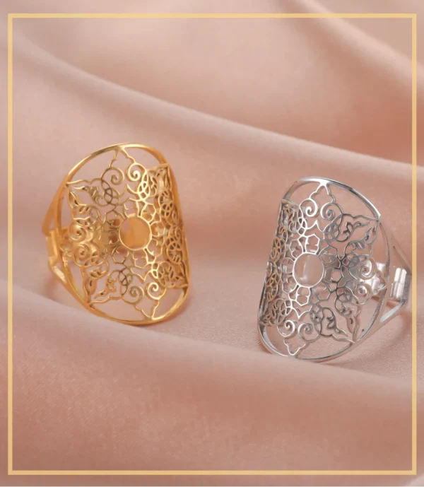bague ajustable en filigrane géométrique pour femmes,… – Rune… – Image 17